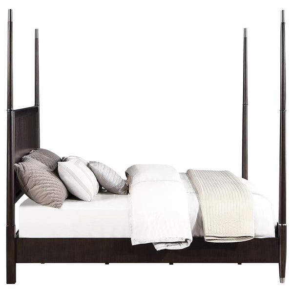 Emberlyn Brown A modern four-poster bedroom set with stately flair and a rich, refined look CO-223061