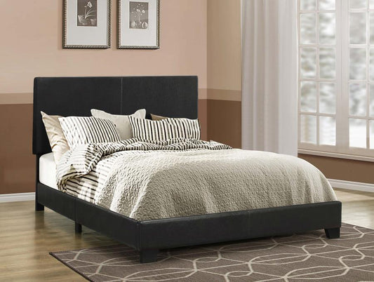 Upholstered bed in black leatherette CO-300761