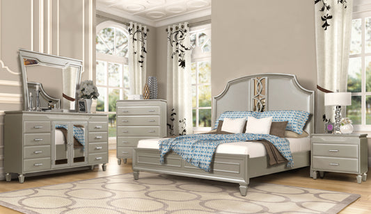 GLAMOUR STYLE BEDROOM IN A SILVER FINISH - NW-B119