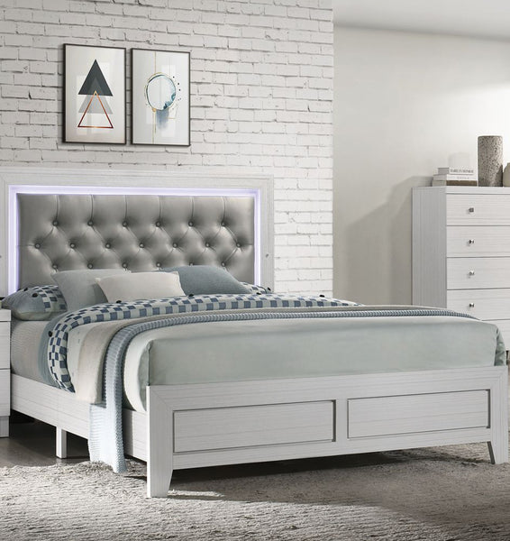 MODERN STYLE BEDROOM IN A WHITE WOOD GRAIN FINISH.NW-B192