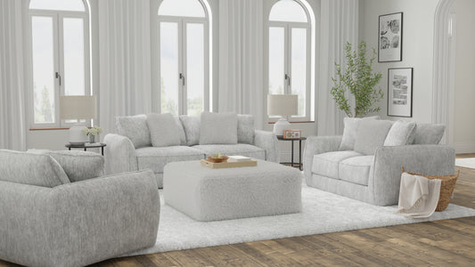 Modern Style Oversized Sofa & Loveseat In a Light Grey Soft Touch Polyester Fabric. NW-U210