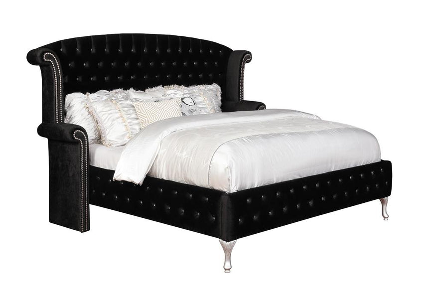 Deanna Collection Bedroom Set in a  Velvet Black CO-206101