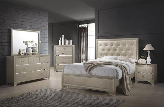 Beaumont Wood Bedroom Set Metallic Champagne CO-205291