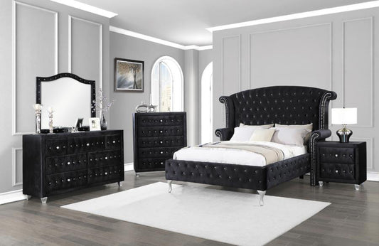 Deanna Collection Bedroom Set in a  Velvet Black CO-206101